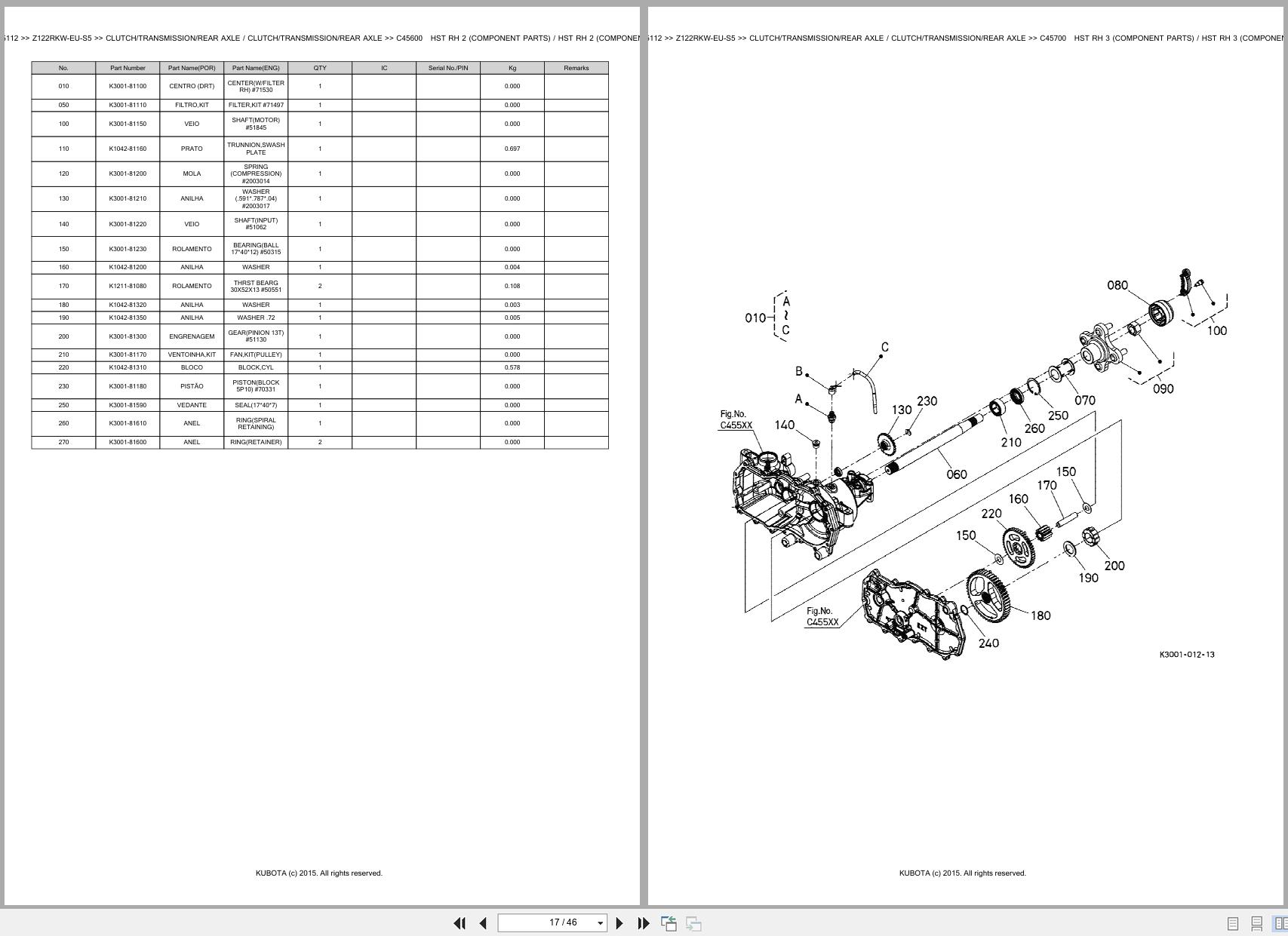 Kubota Zero Turn Mower Z122RKW EU S5 Spare Parts Catalog EN PT (2)