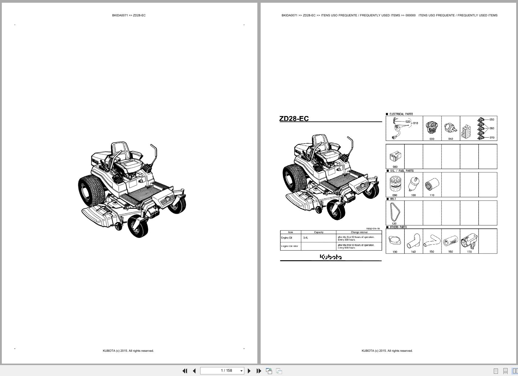 Kubota Zero Turn Mower ZD28 EC Spare Parts Catalog EN PT (1)