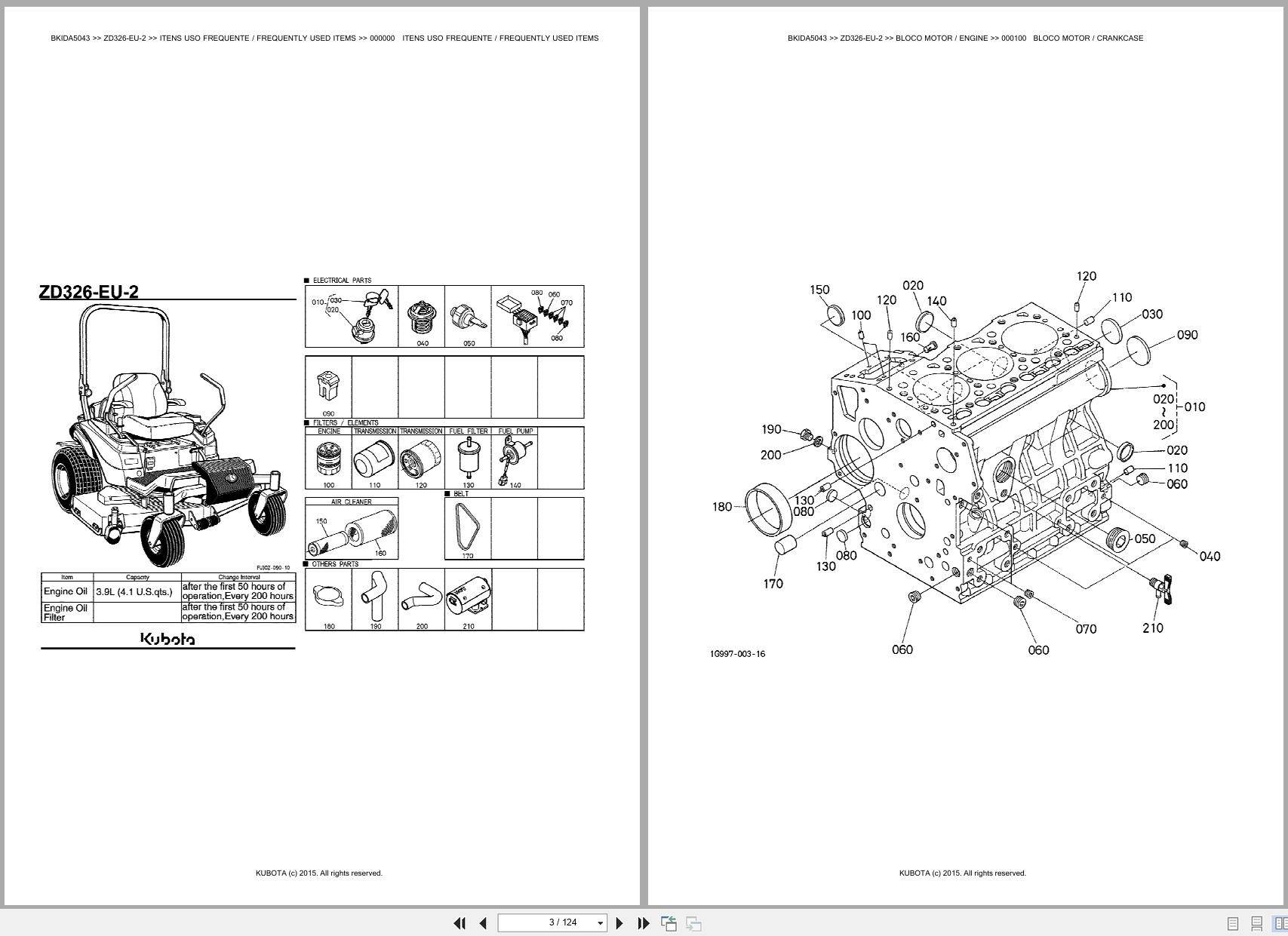 Kubota Zero Turn Mower ZD326 EU 2 Spare Parts Catalog EN PT (3)