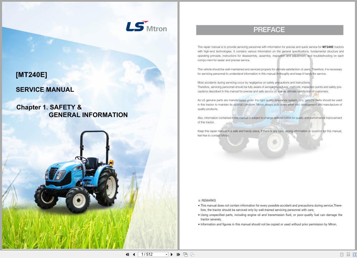 LS Tractor MT240E Turbo Service Manual Diagrams 1