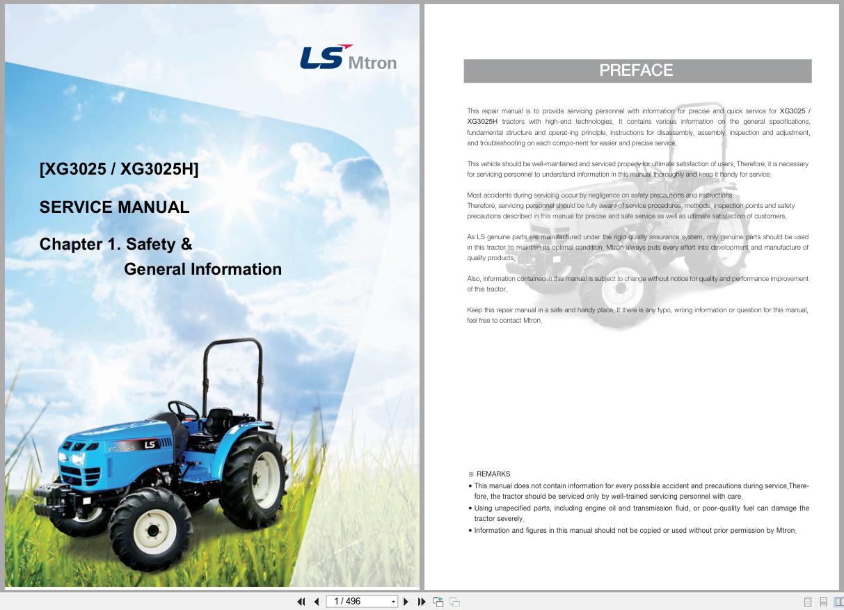 LS Tractor XG3025 XG3025H Service Manual Diagrams 1