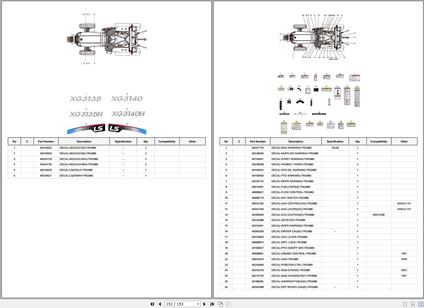 LS Tractor XG3135 XG3140 XG3135H XG3140H Parts Catalog 1