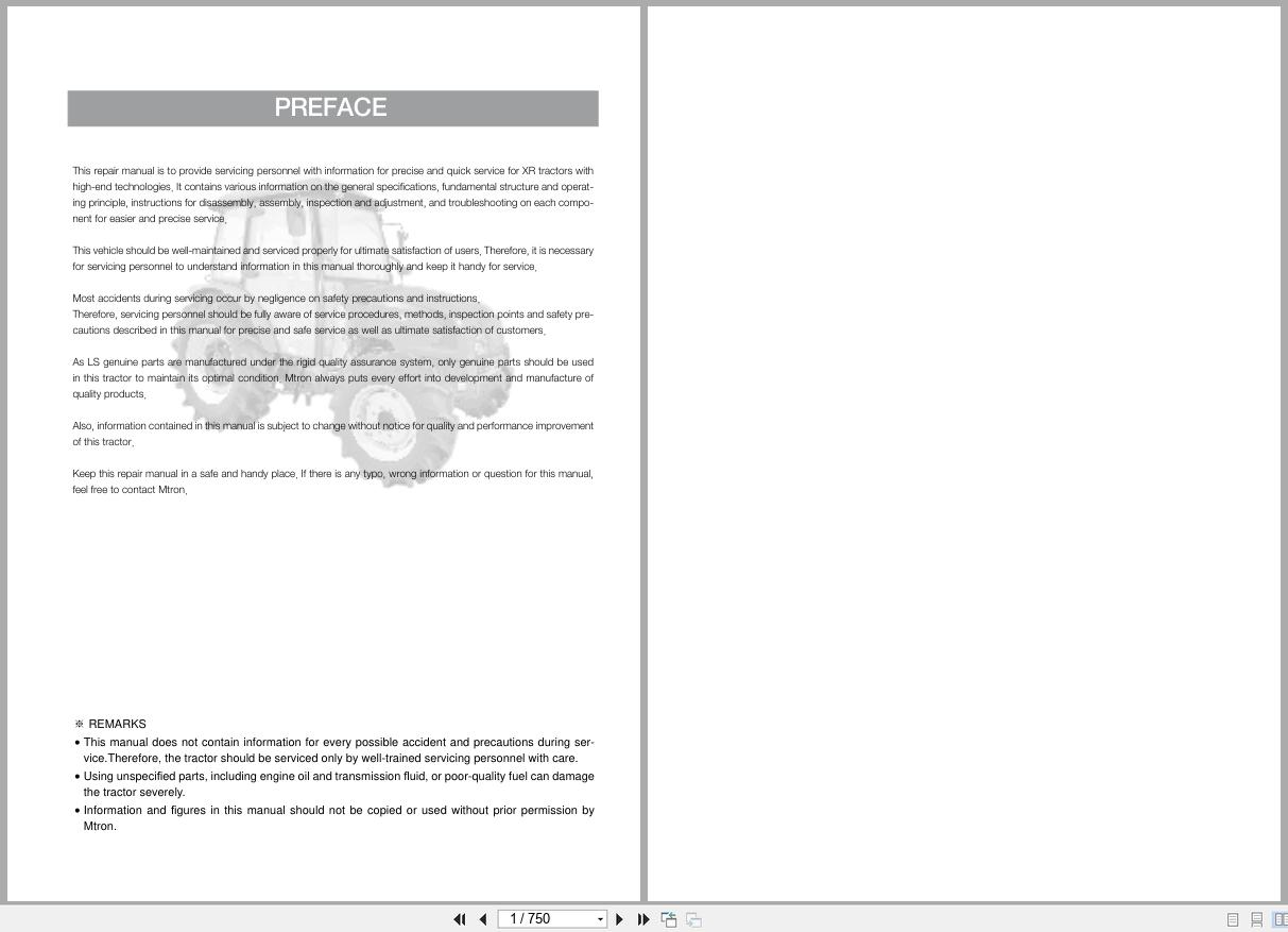 LS Tractor XR Series Service Manual Diagrams 1