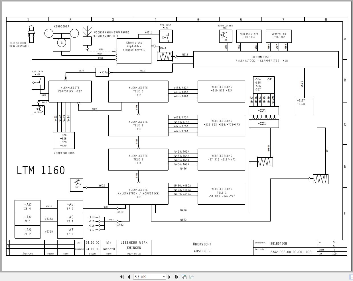 Liebherr Crane LTM 1160 1 022264 All Electrical Hydraulic Schematics DE 4