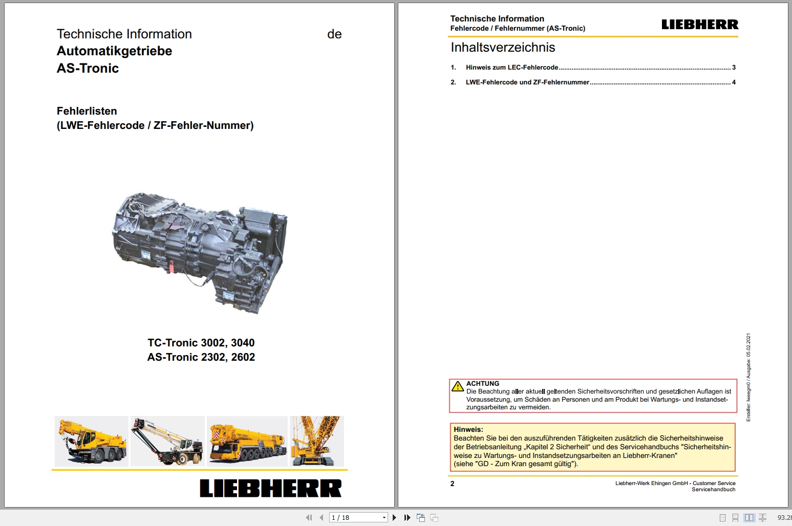 Liebherr ZF Transmission For Crane LTM 1220 5.1 Service Repair Technical Manual 1