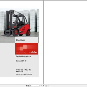 Linde Forklift Series 394 02 H40D 02 H45D 02 H50D 02 Operators Manual 3948011501EN 1