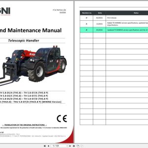 Magni Telescopic Handler TH5.8 Use and Maintenance Manual P.N.75475.B 2022 1