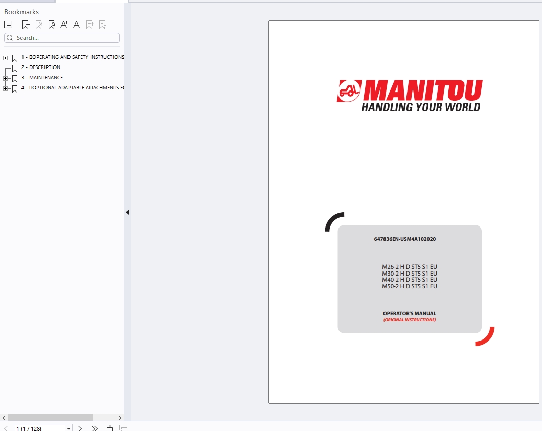 Manitou Forklift M M X Series Service Operator Part Manual Update 2024 (3)