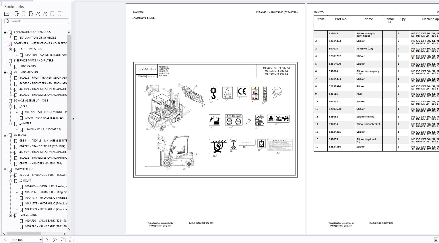 Manitou Forklift ME Series Repair Part Operator Manuals Update 2024 (5)