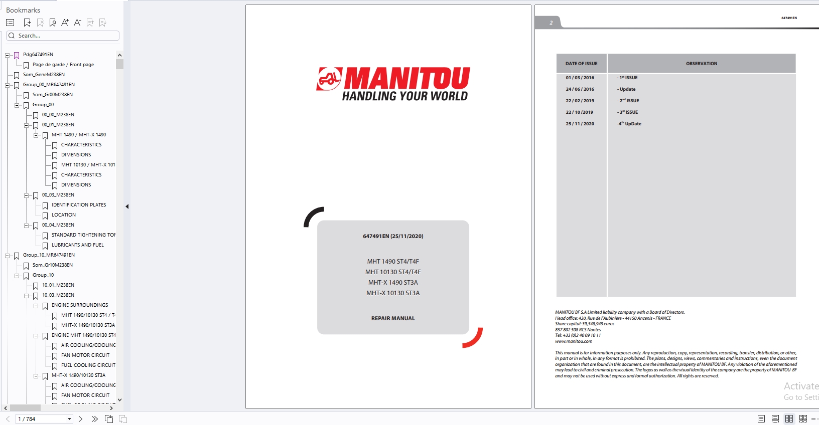 Manitou Telehandler MHT MHT X Series Service Operator Part Manual Update 2024 (7)