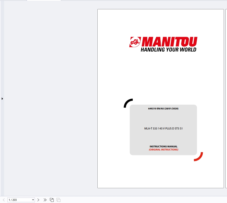 Manitou Telehandler MLA MLA T Series Service Operator Part Manual Update 2024 (3)