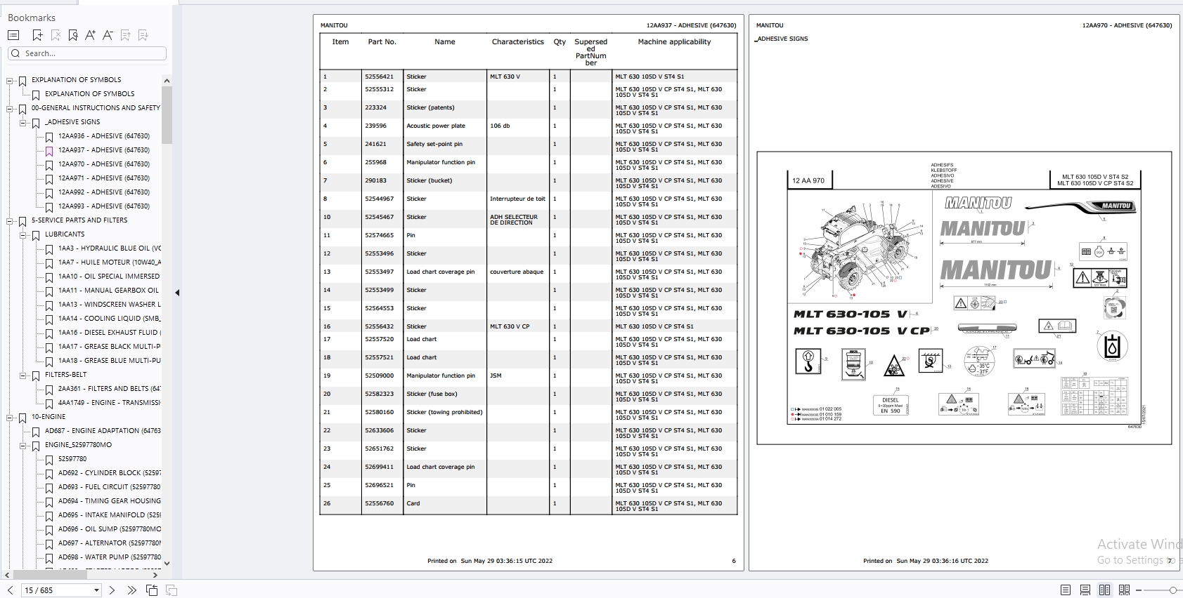 Manitou Telescopic Handlers MHT MHT X Series Service Operator Part Manual Update 2024 (2)