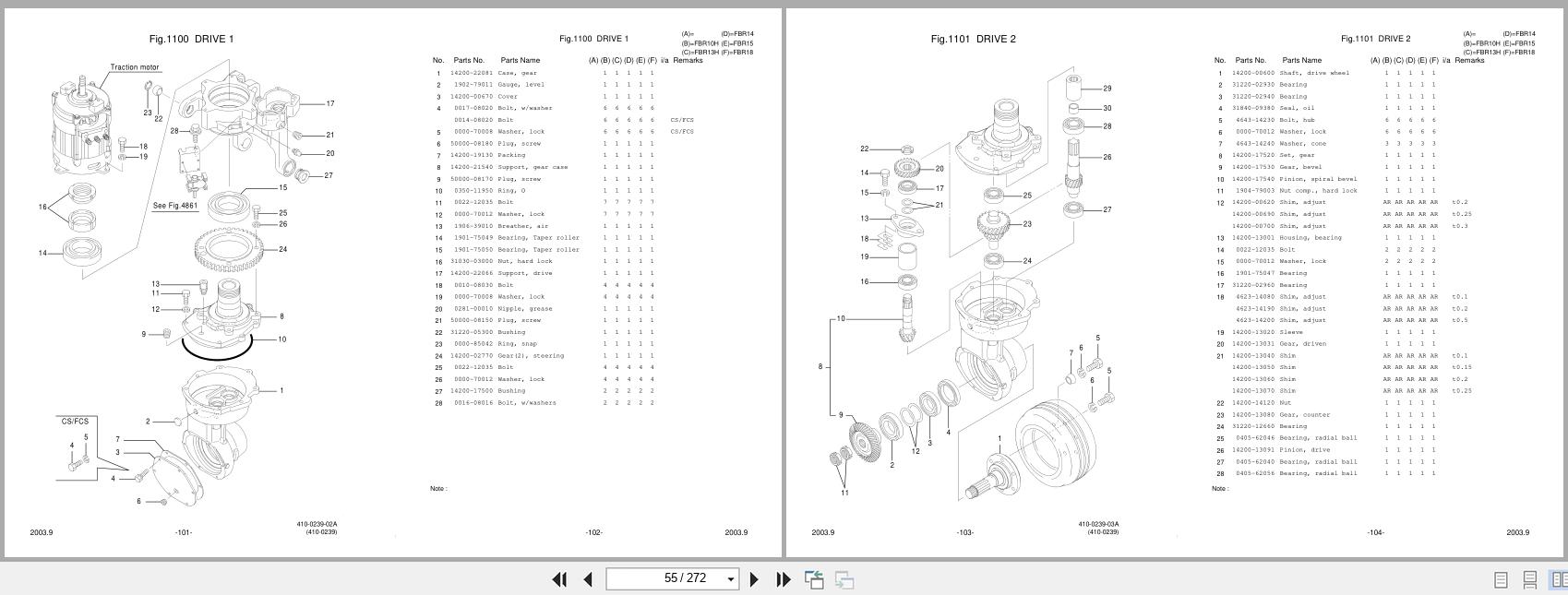 Nichiyu Forklift 75 Series FBR14 to FBR13H Parts List 03 P 1323 2