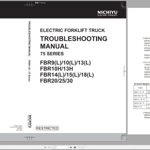 Nichiyu Forklift 75 Series FBR9 to FBR30 Workshop Manual 1