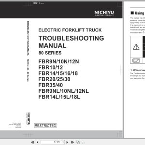 Nichiyu Forklift 80 Series FBR9N to FBR18L Troubleshooting Manual SM15 002 R2 1