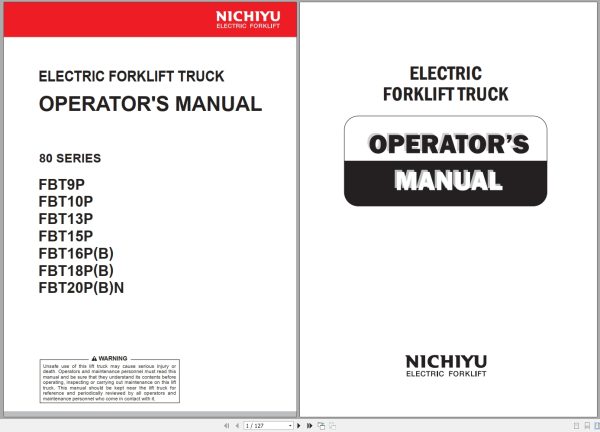 Nichiyu Forklift 80 Series Fbt9P 80 To Fbt20Pbn 80 Operators Manual 1710 100 2017 1