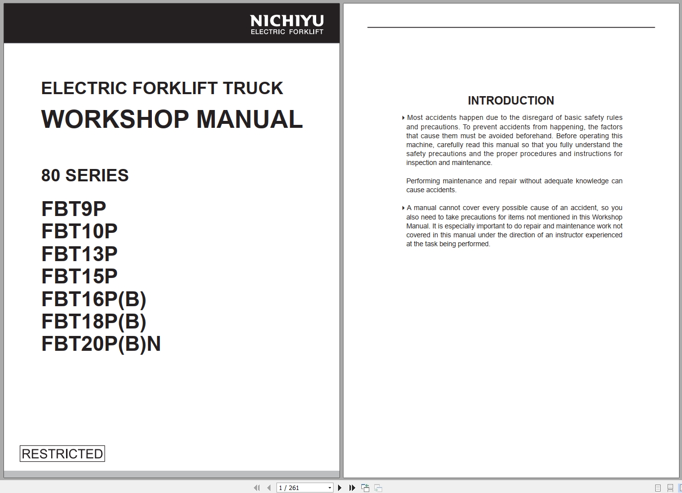 Nichiyu Forklift 80 Series FBT9P 80 To FBT20PBN 80 Workshop Manual SM12 002 R6 1