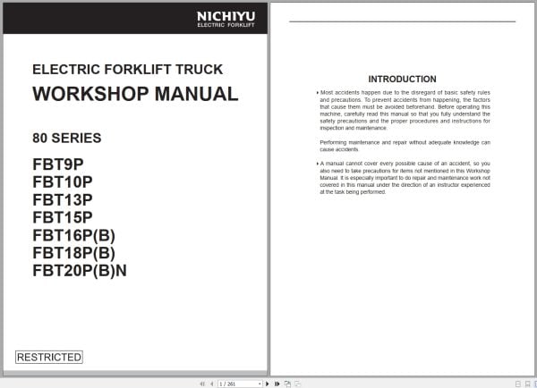 Nichiyu Forklift 80 Series Fbt9P 80 To Fbt20Pbn 80 Workshop Troubleshooting Operators Manual 3