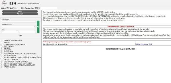 Nissan Altima L33 2018 December 2025 Service Manual Wiring Diagrams (1)