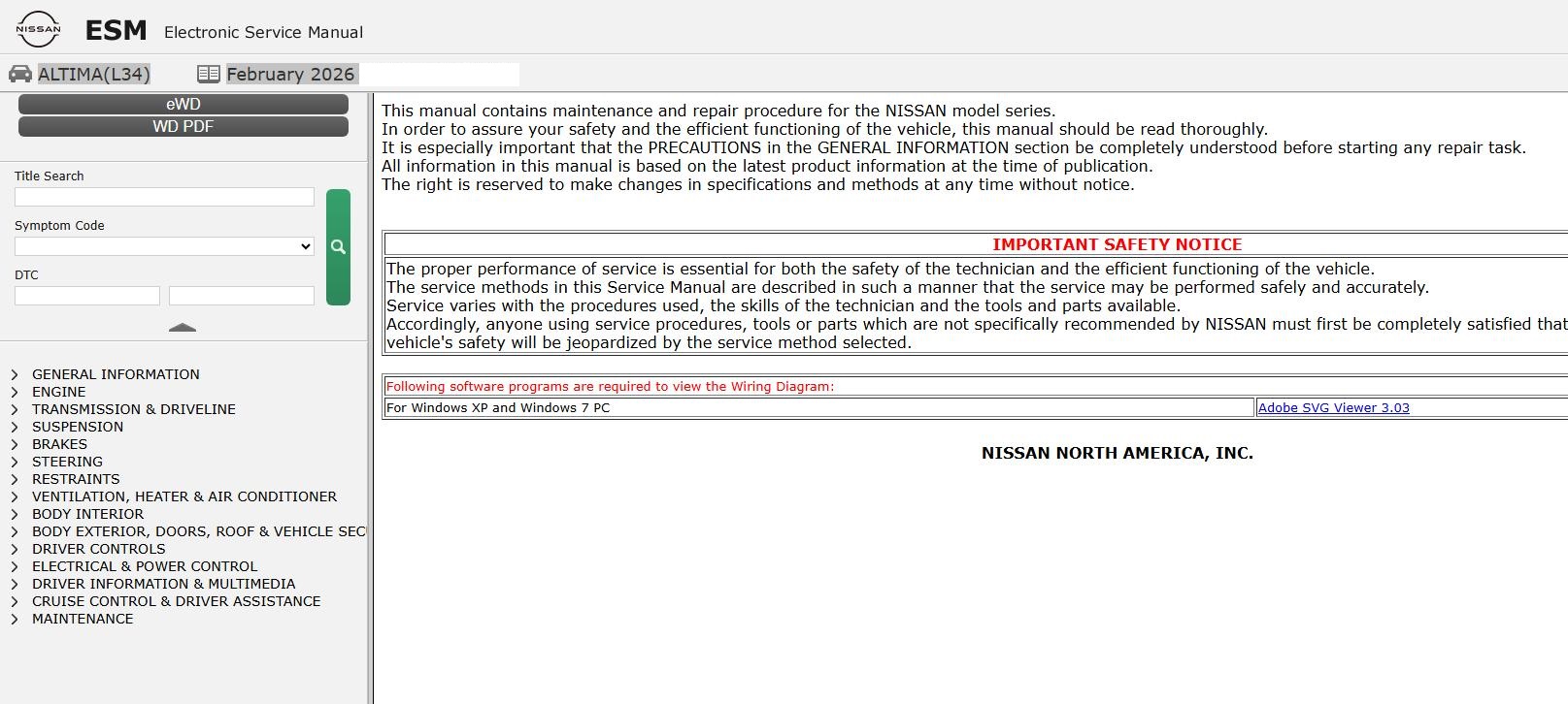 Nissan ALTIMA L34 2019 February 2026 Service Manual Wiring Diagrams (1)