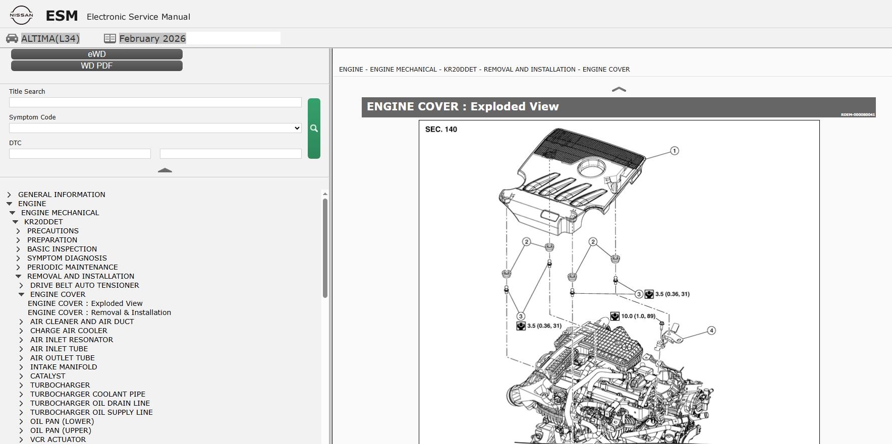 Nissan ALTIMA L34 2019 February 2026 Service Manual Wiring Diagrams (2)