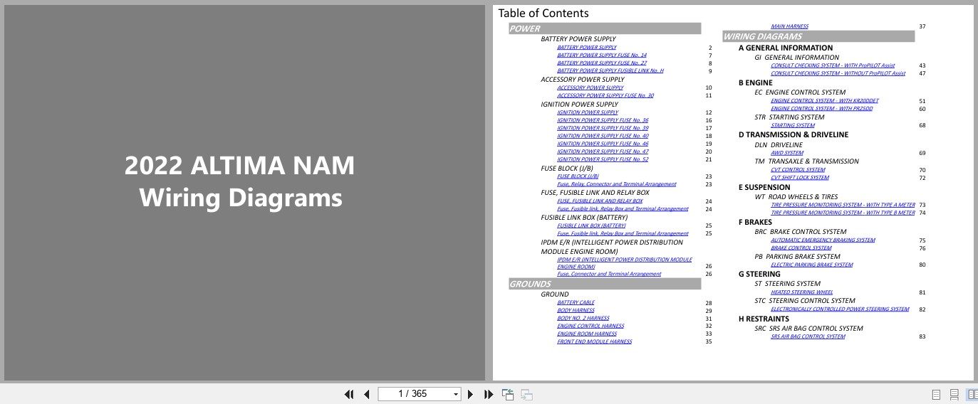Nissan ALTIMA NAM 2022 JUNE 2023 Electrical Wiring Diagrams (1)