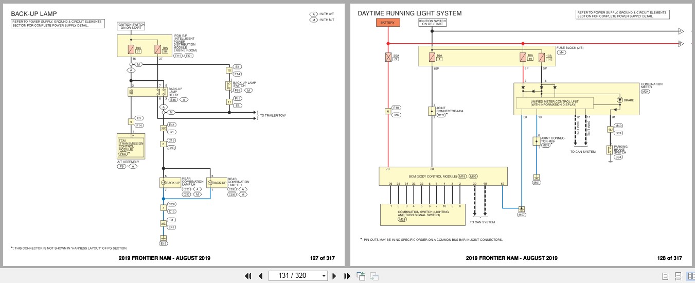 Nissan FRONTIER NAM 2019 AUGUST 2019 Electrical Wiring Diagrams (2)