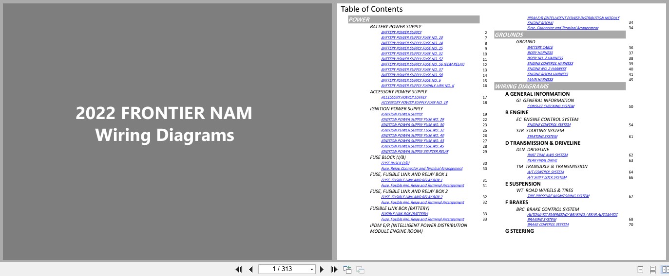 Nissan FRONTIER NAM 2022 MARCH 2026 Electrical Wiring Diagrams (1)