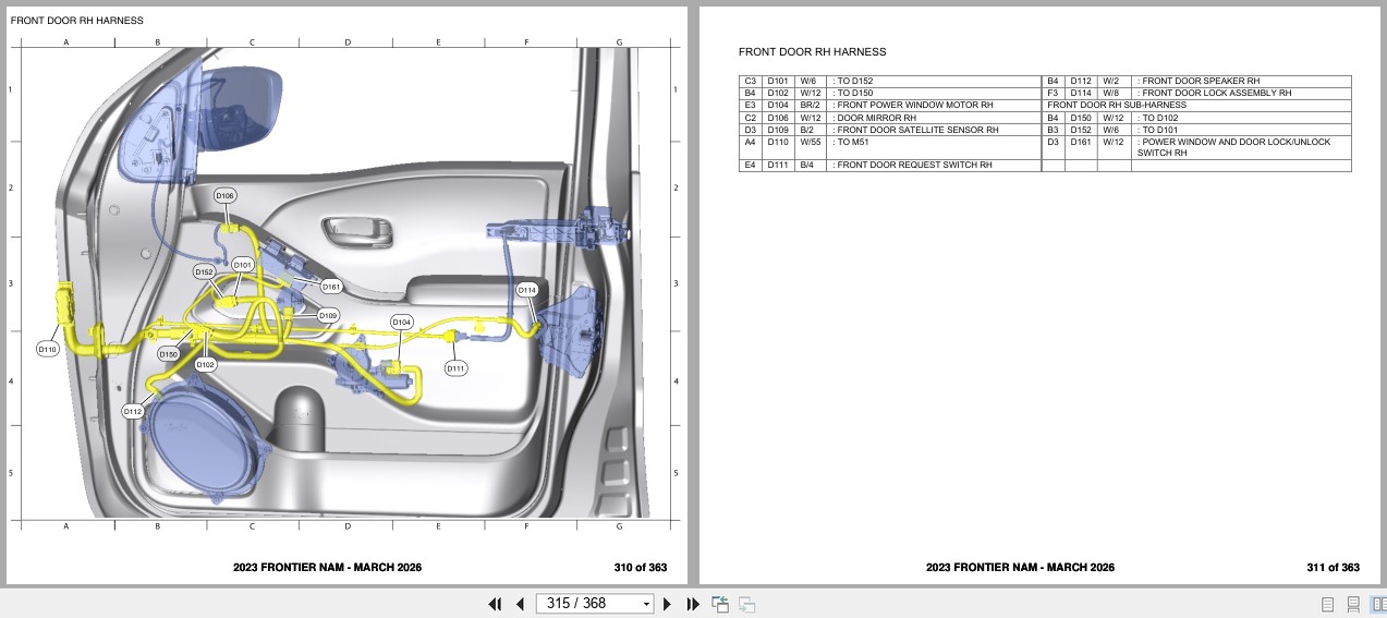 Nissan FRONTIER NAM 2023 MARCH 2026 Electrical Wiring Diagrams (2)