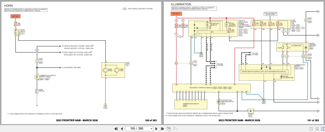 Nissan FRONTIER NAM 2023 MARCH 2026 Electrical Wiring Diagrams (3)
