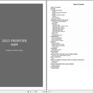Nissan FRONTIER NAM 2023 Single Use Parts Index (1)