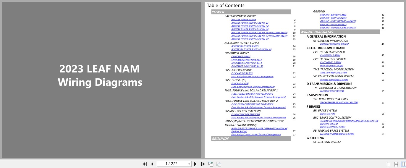 Nissan LEAF NAM 2023 MAY 2023 Electrical Wiring Diagrams (1)