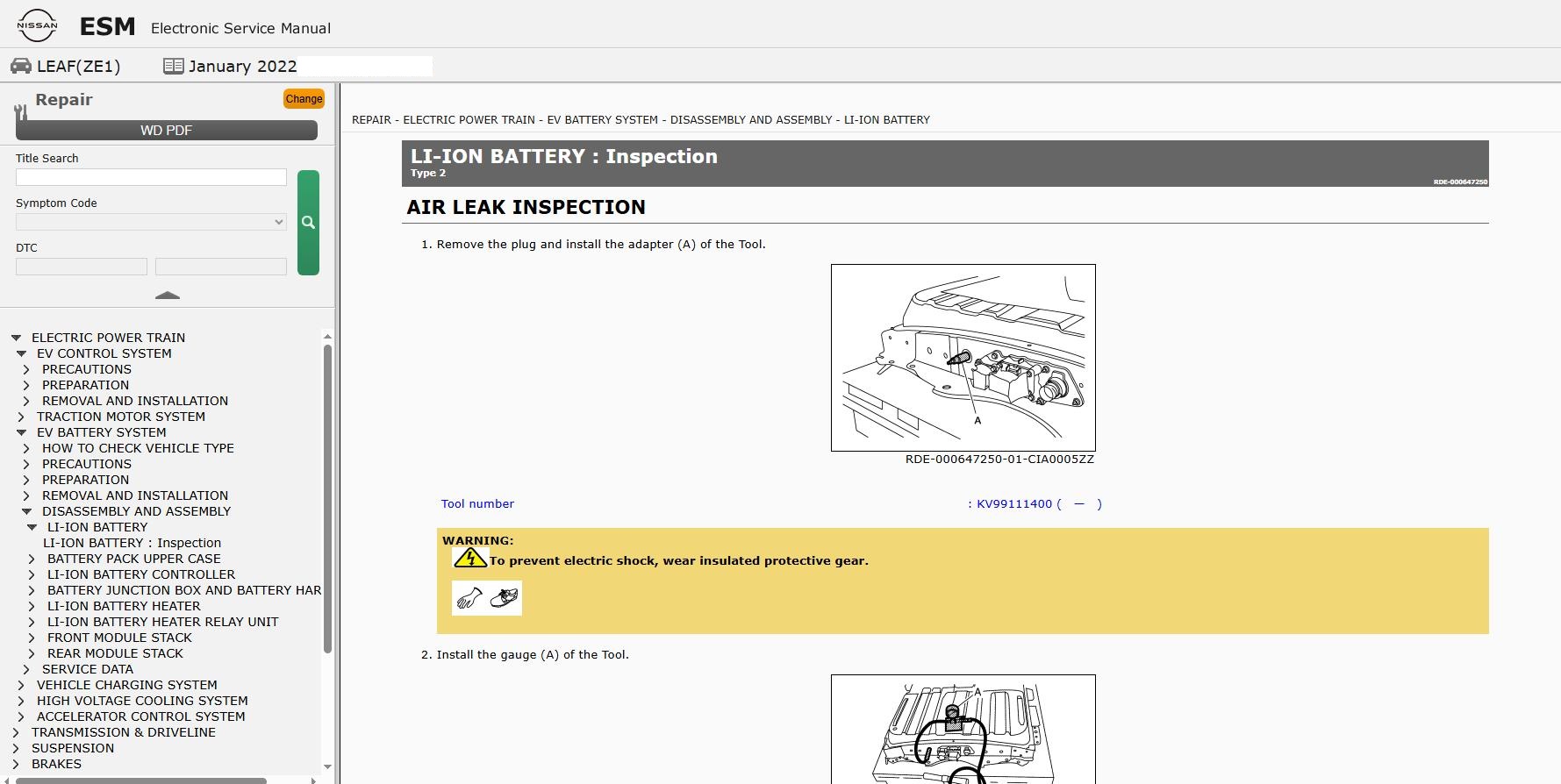 Nissan LEAF ZE1 2019 January 2022 Service Manual Wiring Diagrams (2)