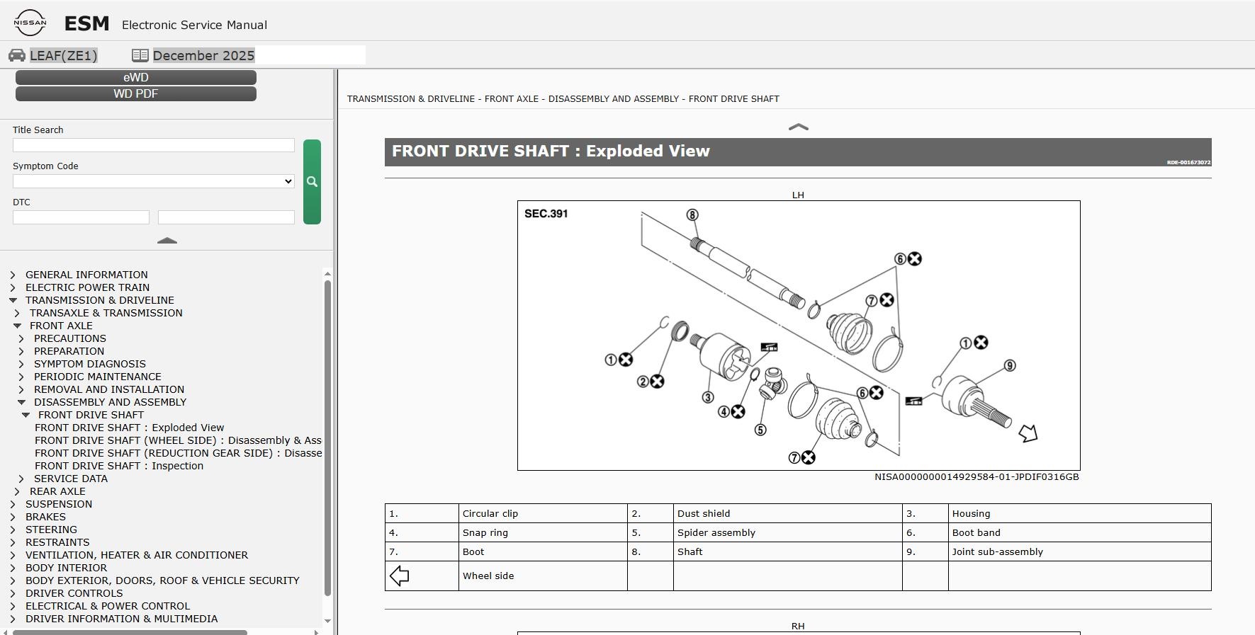 Nissan LEAF ZE1 2021 December 2025 Service Manual Wiring Diagrams (2)