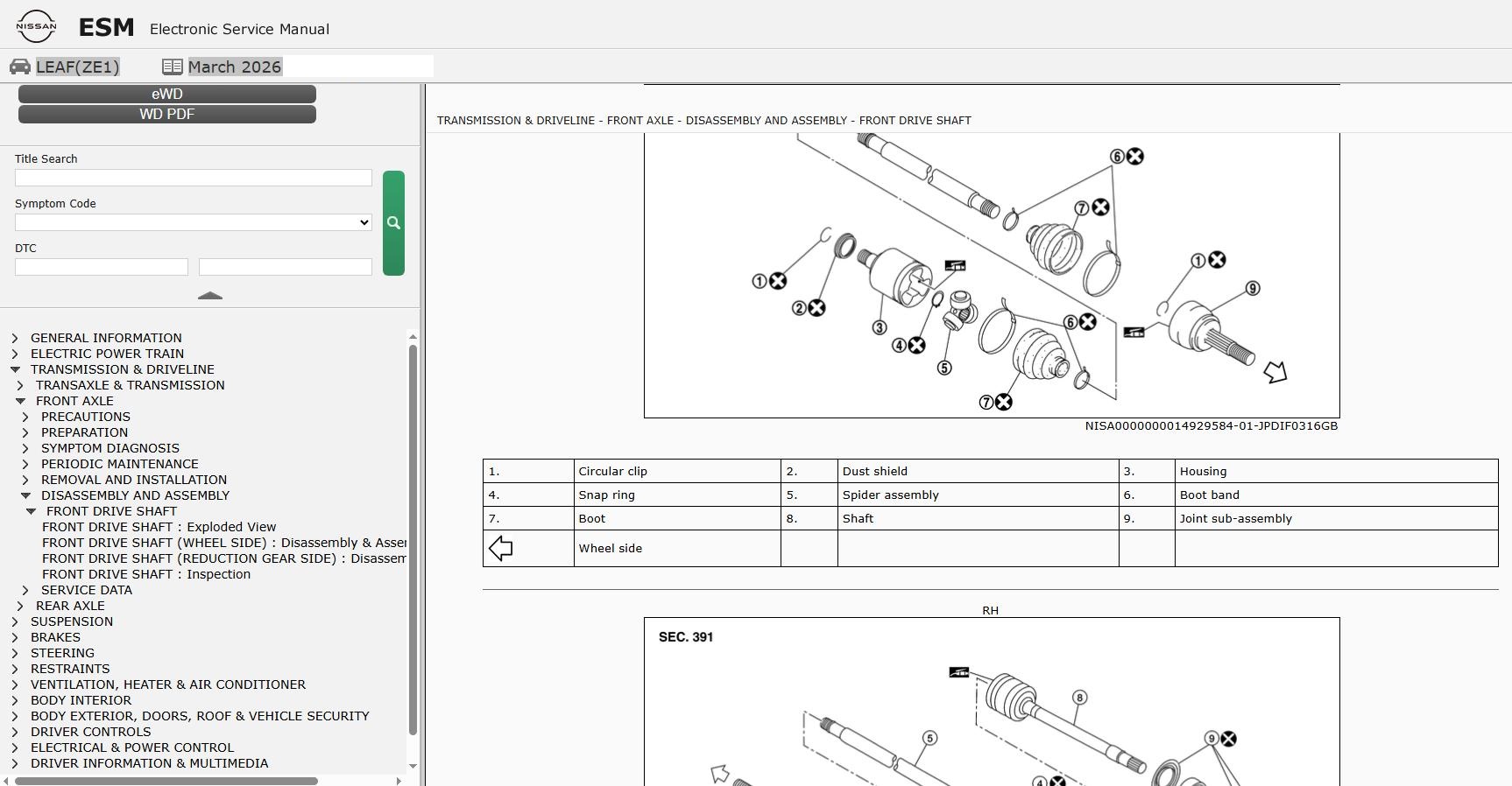 Nissan LEAF ZE1 2022 March 2026 Service Manual Wiring Diagrams (2)