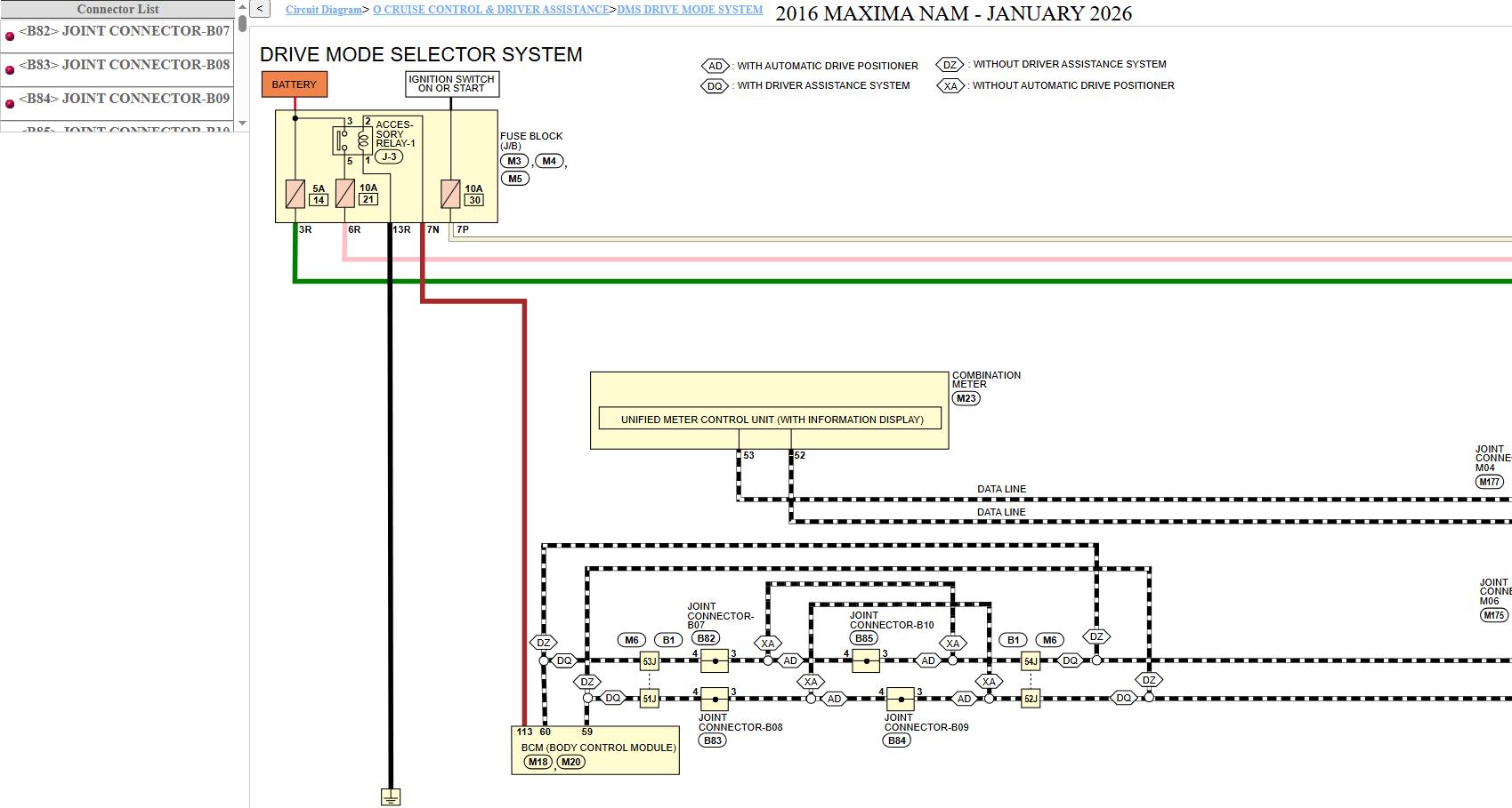 Nissan MAXIMA A36 2016 January 2026 Service Manual Wiring Diagrams (3)