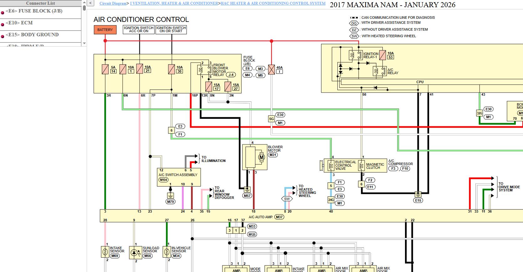 Nissan MAXIMA A36 2017 January 2026 Service Manual Wiring Diagrams (3)