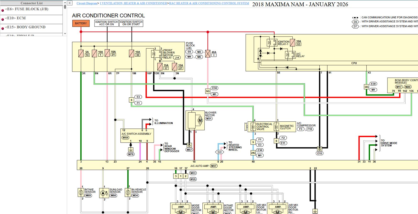 Nissan MAXIMA A36 2018 January 2026 Service Manual Wiring Diagrams (3)