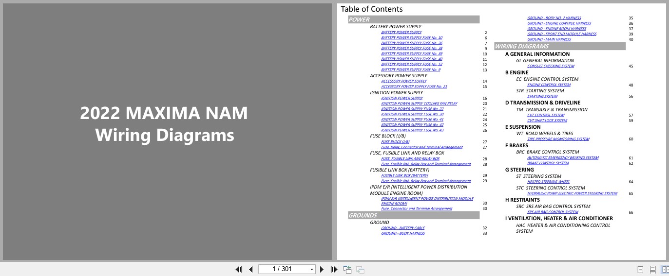 Nissan MAXIMA NAM 2022 JULY 2024 Electrical Wiring Diagrams (1)