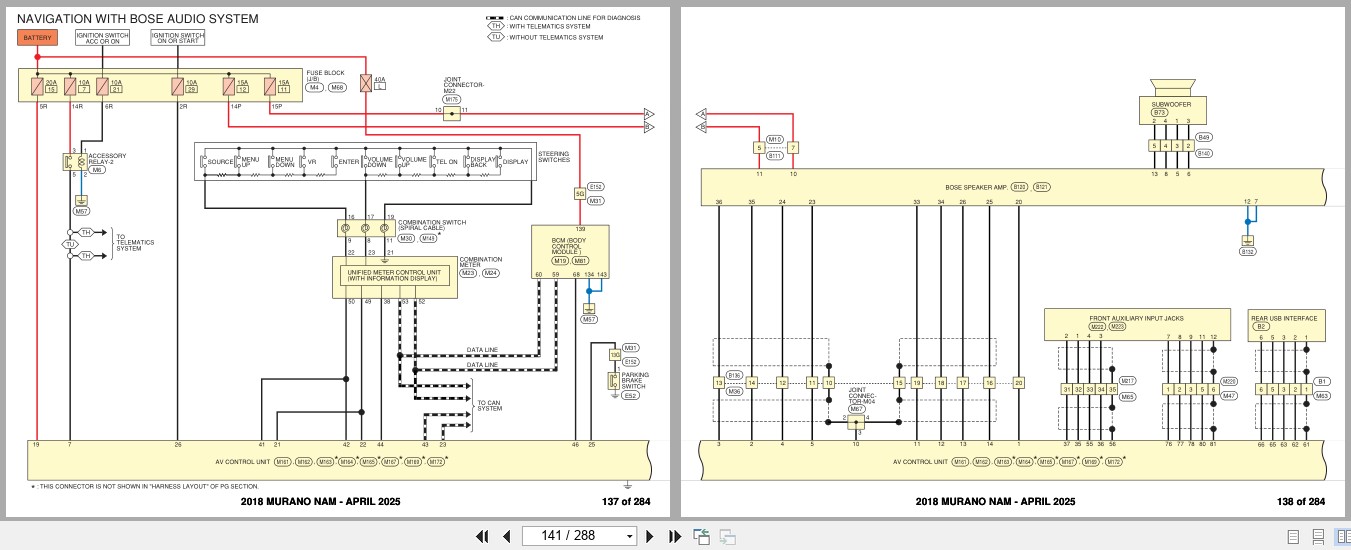 Nissan MURANO NAM 2018 APRIL 2025 Electrical Wiring Diagrams (2)