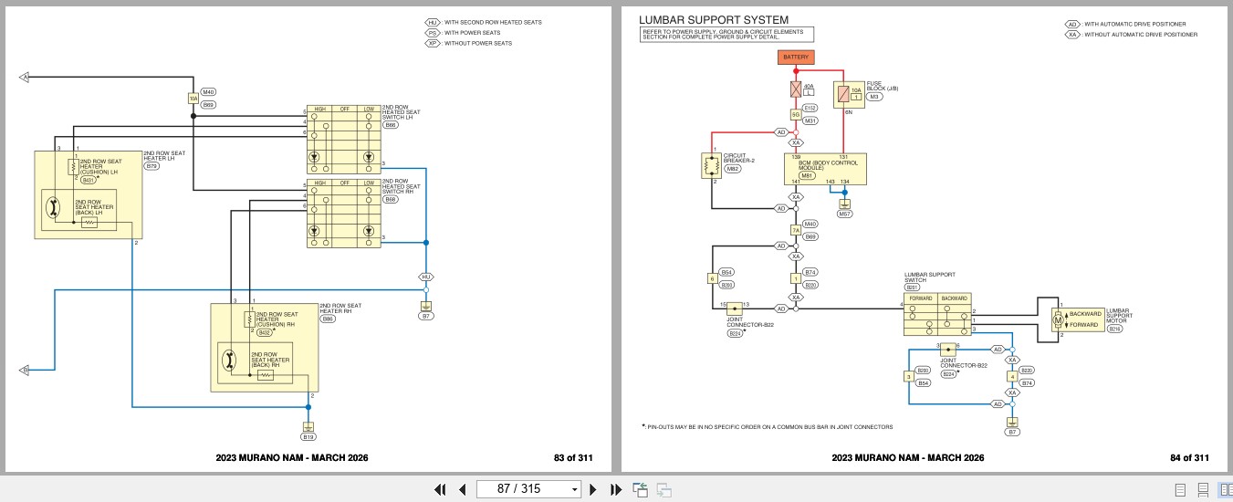 Nissan MURANO NAM 2023 MARCH 2026 Electrical Wiring Diagrams (2)