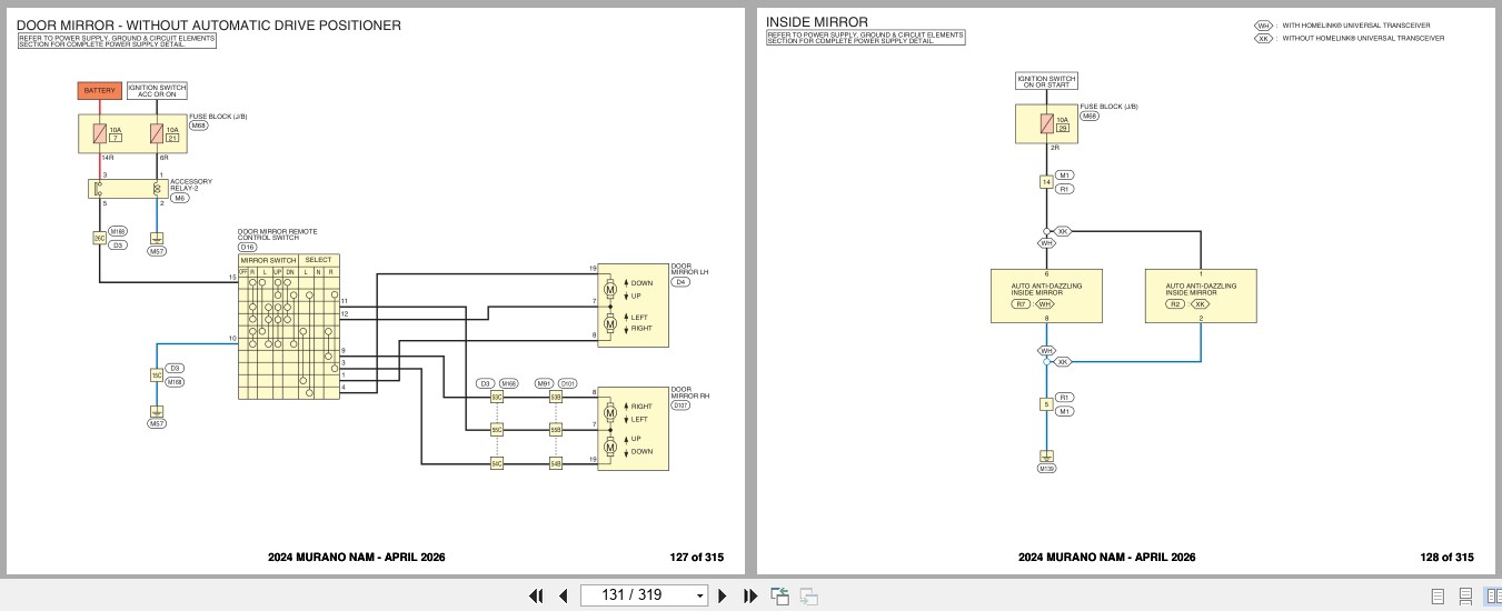 Nissan MURANO NAM 2024 APRIL 2026 Electrical Wiring Diagrams (2)