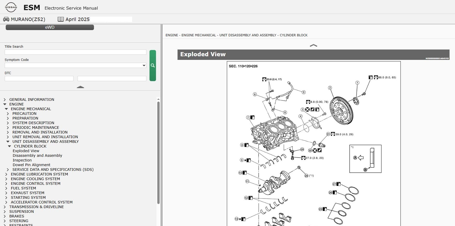 Nissan MURANO Z52 2017 April 2025 Service Manual Wiring Diagrams (2)