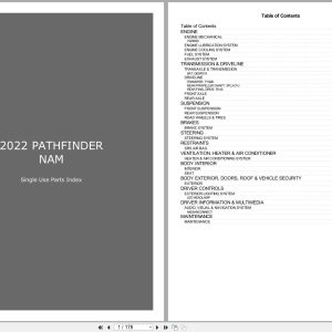 Nissan PATHFINDER NAM 2022 Single Use Parts Index Nissan Pathfinder Nam 2022 Single Use Parts Index (1)