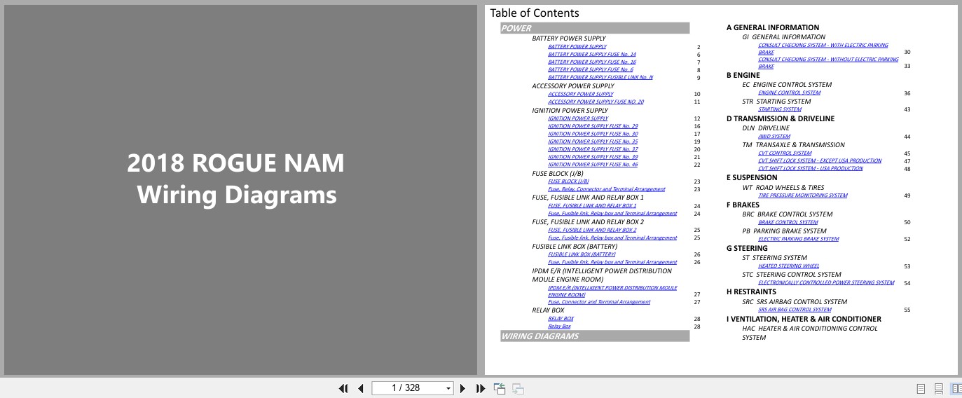 Nissan ROGUE NAM 2018 MARCH 2020 Electrical Wiring Diagrams (1)