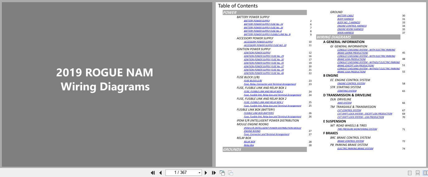 Nissan ROGUE NAM 2019 SEPTEMBER 2019 Electrical Wiring Diagrams (1)