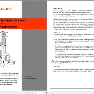 Noblelift Forklift RT16P RT20P RT20PH Service Maintenance Manual RTXXP PH SMS 003 EN 12e86c328c9bcefa2