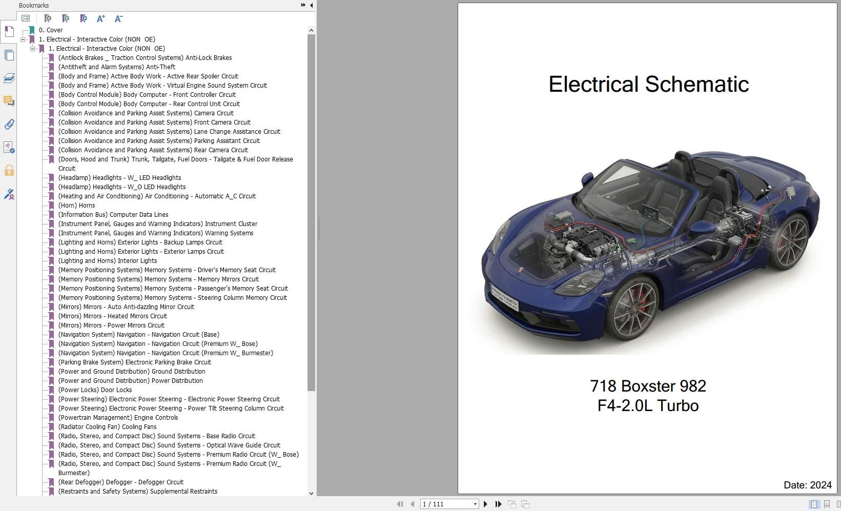 Porsche 718 Boxster 982 2024 F4 2.0L Turbo Wiring Diagram 1
