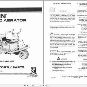 RYAN Aerator GA 30 544885 Operators Manual And Parts List 524343 1996 (1)