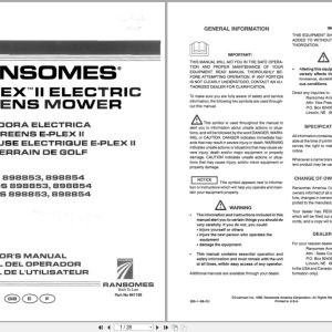 Ransomes Electric Greens Mower E Plex II 898853 898854 Operation Manual 841156 1998 (1)